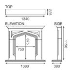 54 harvington limestone suite dimensions